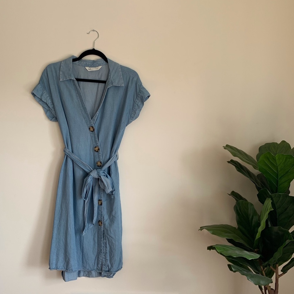 Button Down Blue Zara Dress